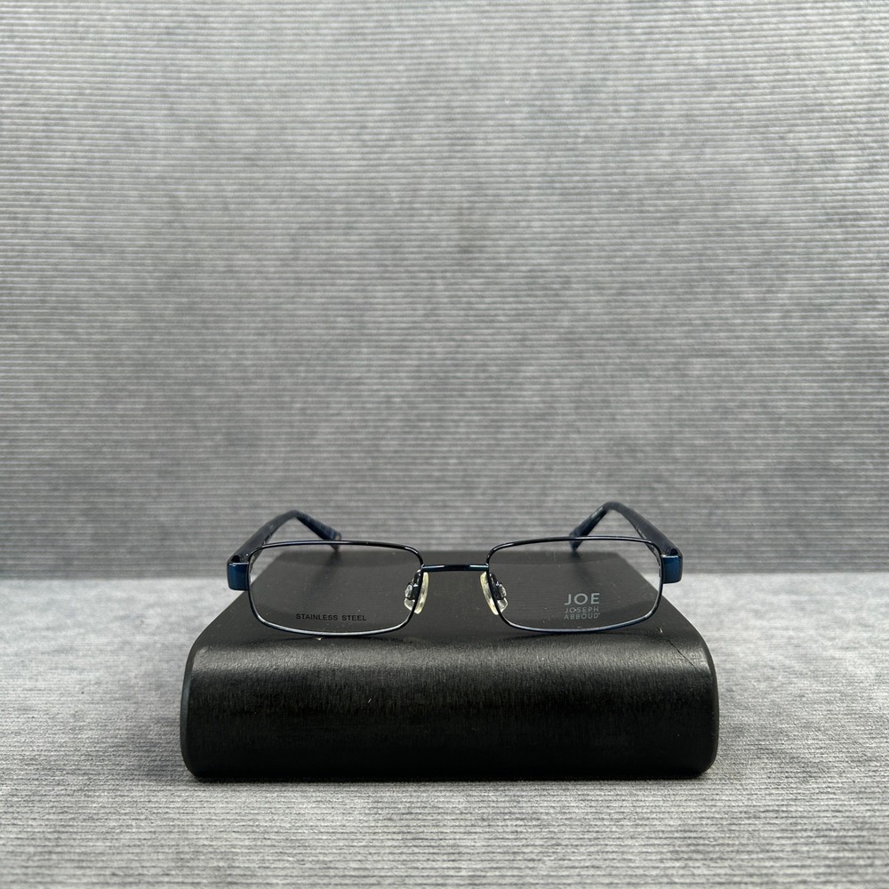 Joe Joseph Abboud JOE4001 Midnight Blue Stainless Rectangular Y2k Eyeglasses